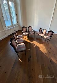 Set di mobili antichi composto da 2 poltrone e 6 s