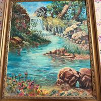 Quadro olio su tela - Paesaggio con riscello