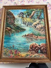 Quadro olio su tela - Paesaggio con riscello