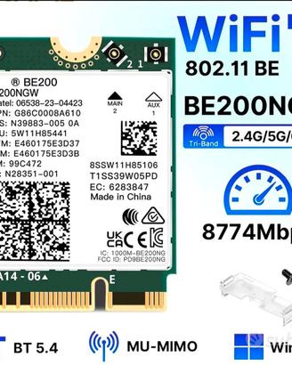 Scheda WiFi 7 Tri-band Intel BE200 M.2 2230 nuova