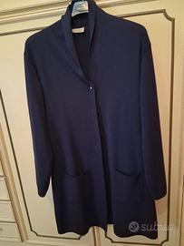 Cardigan blu lungo .di pura lana 