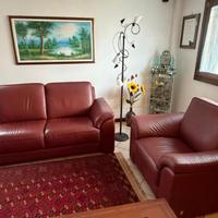Divano 2 posti e Poltrona in pelle
