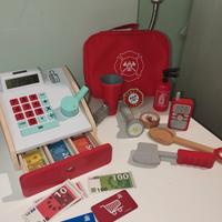 Cassa supermercato + kit pompiere/soccorso