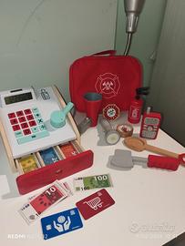 Cassa supermercato + kit pompiere/soccorso