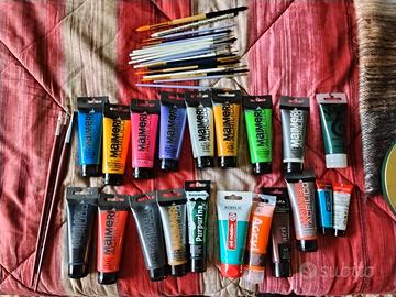 Set colori acrilici + pennelli