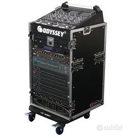 Odyssey rack flight case 19''+ rotelle 16+10 Unità