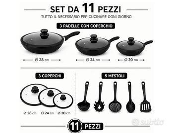 Set di 3 padelle AMC in pietra lavica 11Pcs