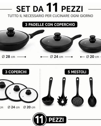 Set di 3 padelle AMC in pietra lavica 11Pcs