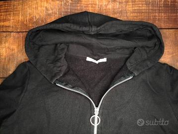 Felpa nera, cappuccio, zip Calliope, 100% cotone S