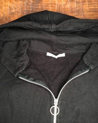 Felpa nera, cappuccio, zip Calliope, 100% cotone S