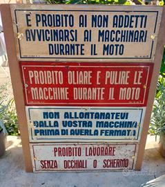 Lotto RARO 4 Cartelli Sicurezza Vintage anni 50