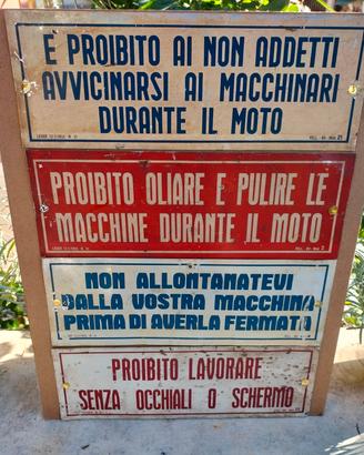 Lotto RARO 4 Cartelli Sicurezza Vintage anni 50