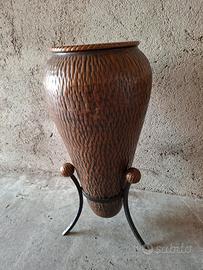 Portaombrelli/Vaso vintage  in rame  sbalzato 