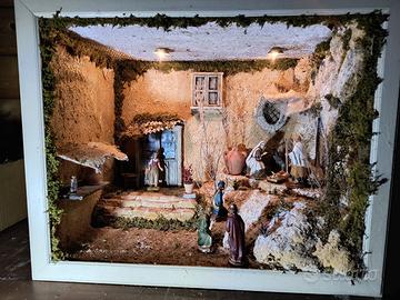 presepe napoletano 50x30x41 completo di pastori