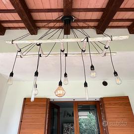Lampadario country a 8 luci con scala