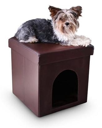 Cuccia per cani gatti da interno casetta con pouf