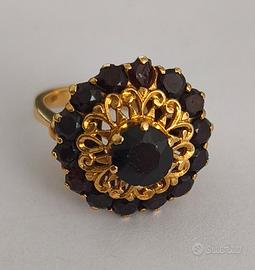 Anello vintage oro giallo con granati 8 gr. 