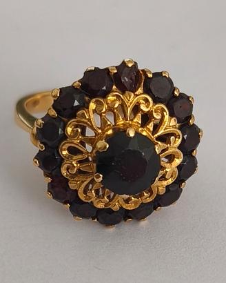 Anello vintage oro giallo con granati 8 gr. 