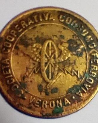 Verona gettone 5 centesimi 1901 soc. coop. cons. f