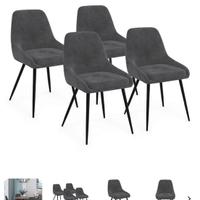 SET 4 SEDIE VELLUTO GRIGIO SCURO