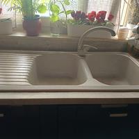 lavabo in fragranite avena 2 vasche e gocciolatoio