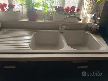 lavabo in fragranite avena 2 vasche e gocciolatoio