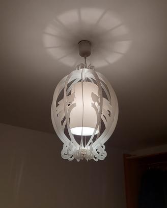 Lampadario uccelli uccellini bianco