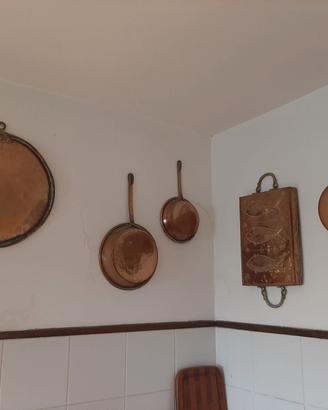 OGGETTI RAME VINTAGE VASSOIO TEIERA PENTOLA TEGAME