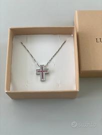 Collana con croce in argento 925 e zirconi
