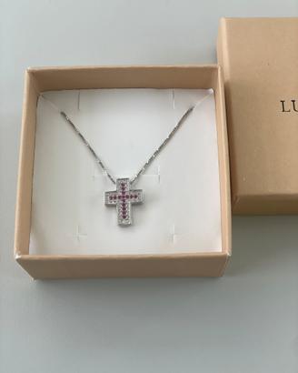 Collana con croce in argento 925 e zirconi