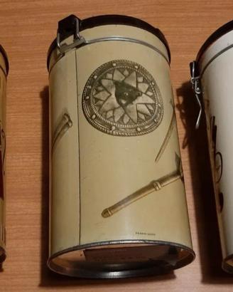 Contenitori in latta per caffè decorativi anni 50