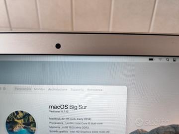 MacBook air 2014 model A1465, SSD 128 GB, RAM 4GB