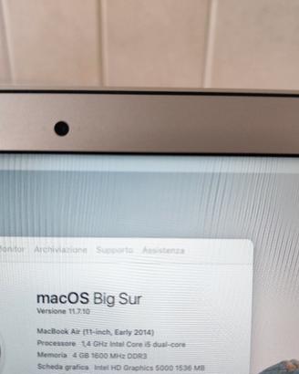 MacBook air 2014 model A1465, SSD 128 GB, RAM 4GB
