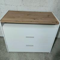 MADIA/CASSETTIERA BIANCO E LEGNO 
