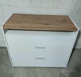 MADIA/CASSETTIERA BIANCO E LEGNO 