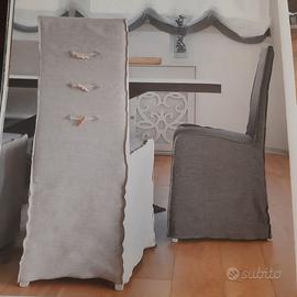 8 SEDIE con rivestimento in lino