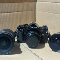 Canon A-1 Reflex Analogica+2 obiettivi+accessori
