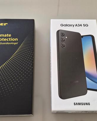 Samsung A34 5G Nero con Cover Vetrini e SD 128gb