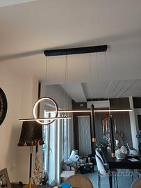 lampadario a sospensione nero e oro in metallo 