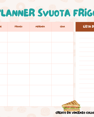 Planner Svuota Frigo Settimanale - Menu Spesa