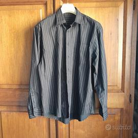 Camicia  da uomo nera a righe bianche e rosa