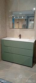 Mobile bagno 3 cassetti 120x46 cannettato verde