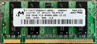 MODULI RAM SO-DIMM 2GB DDR2-800 PC2-6400