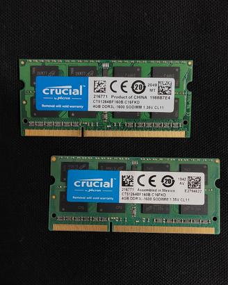 Ram Crucial DDR3 sodimm 8gb (4x2)