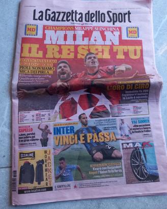 GAZZETTA DELLO SPORT 2023 MILAN BATTE PSG 2A1