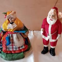 Befana e Babbo Natale vintage in cartapesta