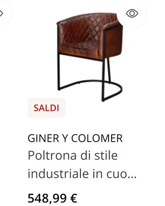 poltrona in acciaio e pelle vera industrial