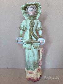 Statuetta porcellana Vintage dama con ombrello