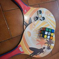 2 racchette da spiaggia cubo di rubiks 1 spinner