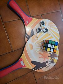2 racchette da spiaggia cubo di rubiks 1 spinner